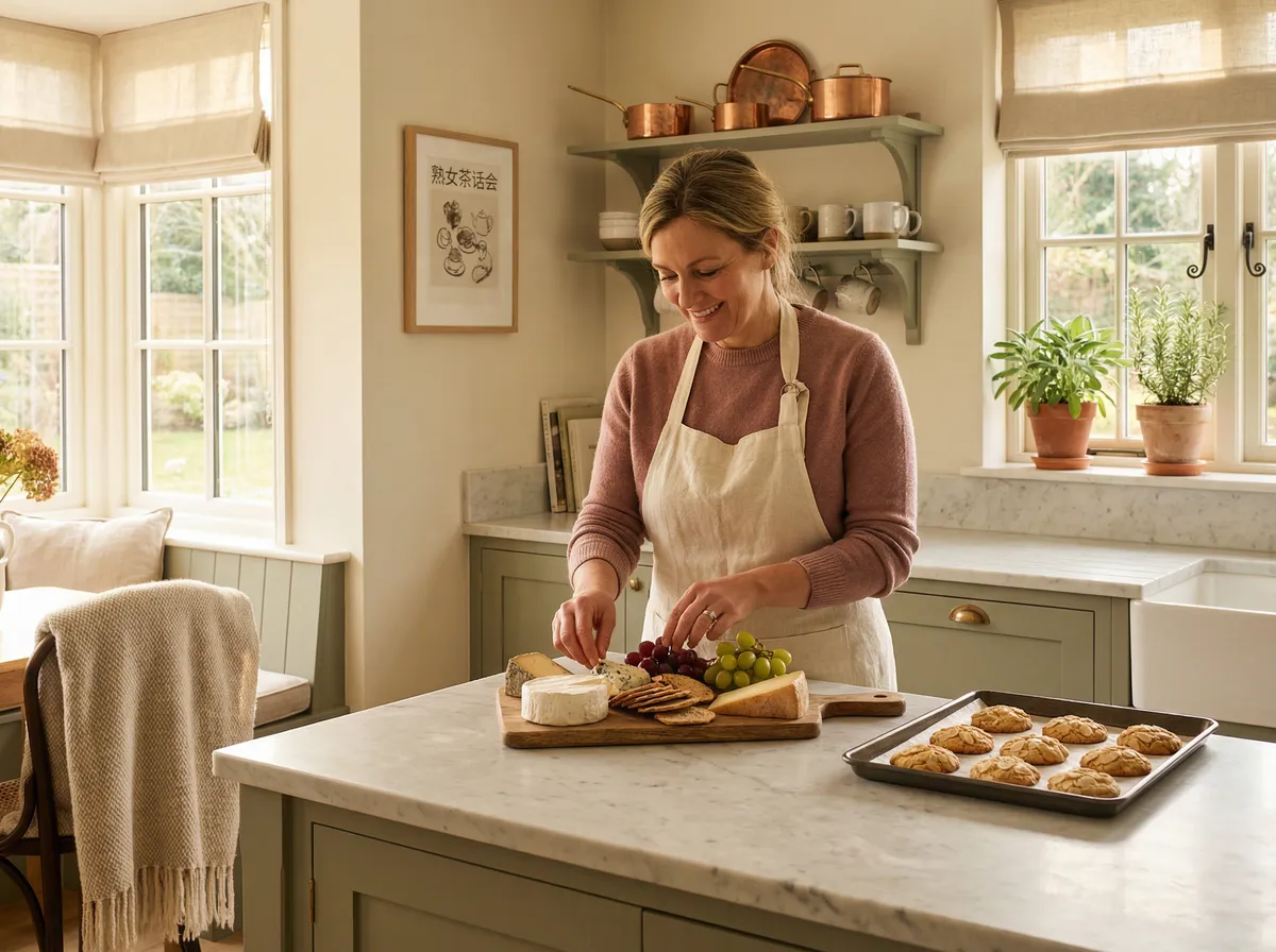 在厨房烘焙的温馨家庭场景